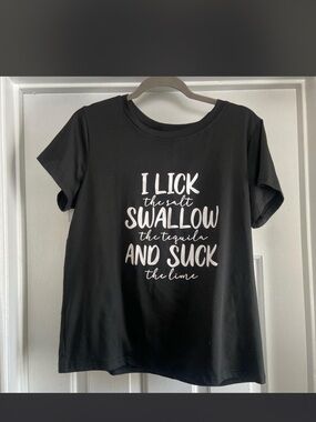 SHEIN Black Tee with White Logo Print